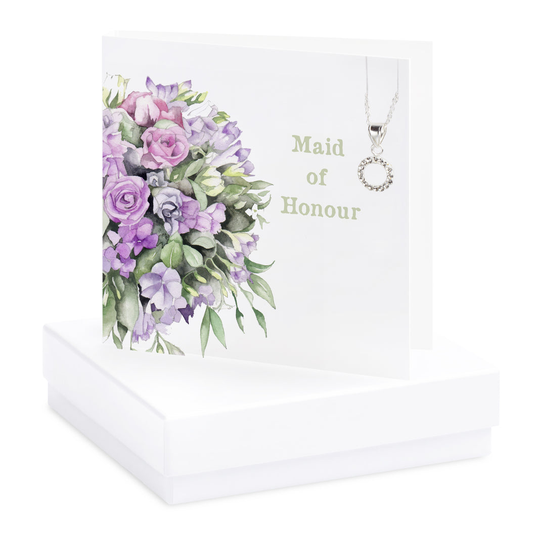 Boxed Floral Maid of Honour Necklace Card Crumble & Core