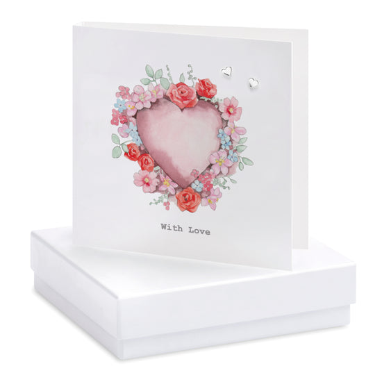 Boxed Love Heart Earring Card Earrings Crumble and Core White  