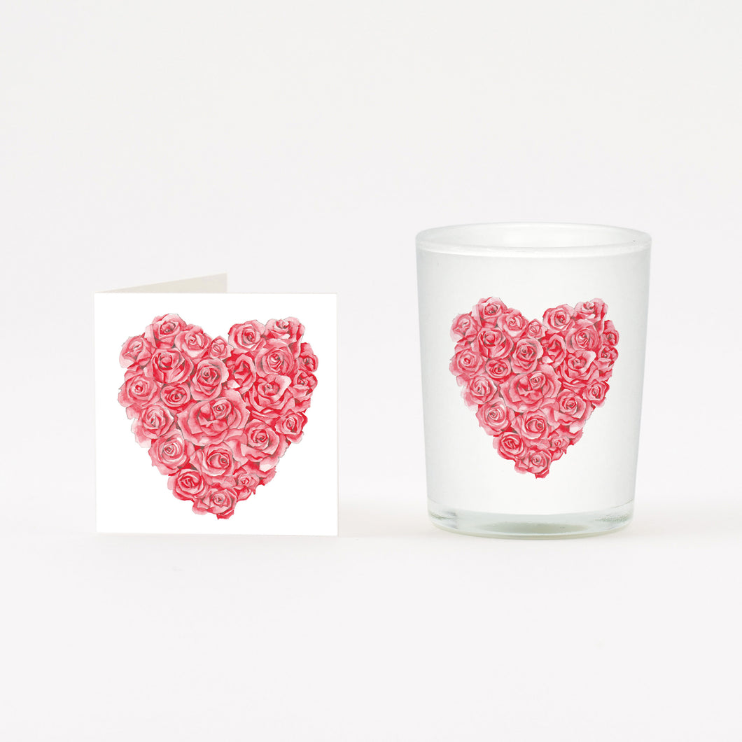 Rose Red Heart Boxed Candle and Card Crumble & Core
