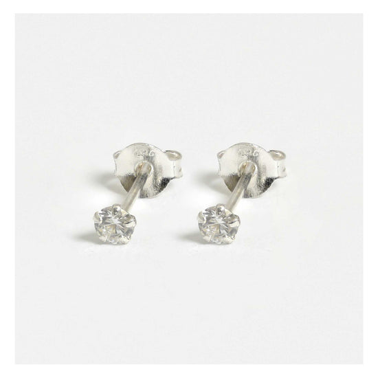 Cubic Zirconia 5mm Silver Ear Stud Earrings Crumble and Core   
