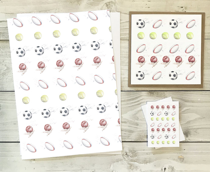 Sporty Gift Wrap & Tag Pack
