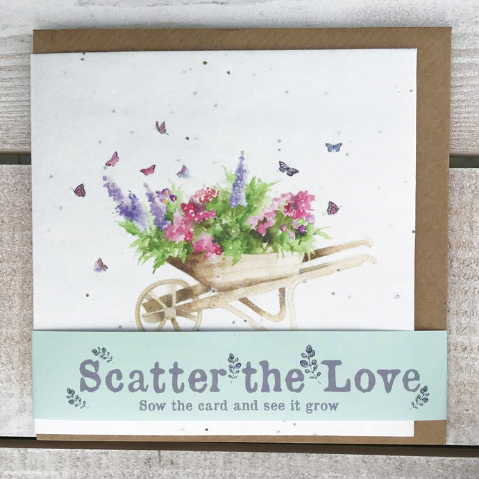 Scatter the Love Plantable Wheelbarrow Seed Card Crumble & Core